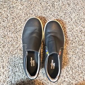 Mellow Walk Jessica Black Leather Steel Toe Safety Slip On Shoes Womens 6 482072